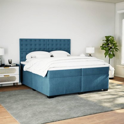 vidaXL Box Spring Bed with Mattress Blue 200x200 cm Velvet - Luxurious Comfort and Style - BEYRUN