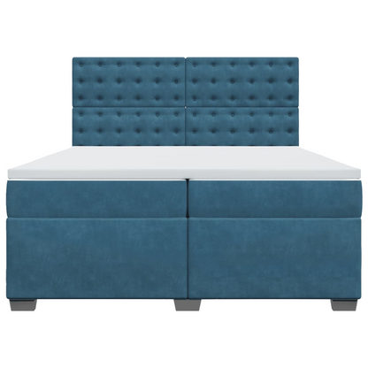 vidaXL Box Spring Bed with Mattress Blue 200x200 cm Velvet - Luxurious Comfort and Style - BEYRUN