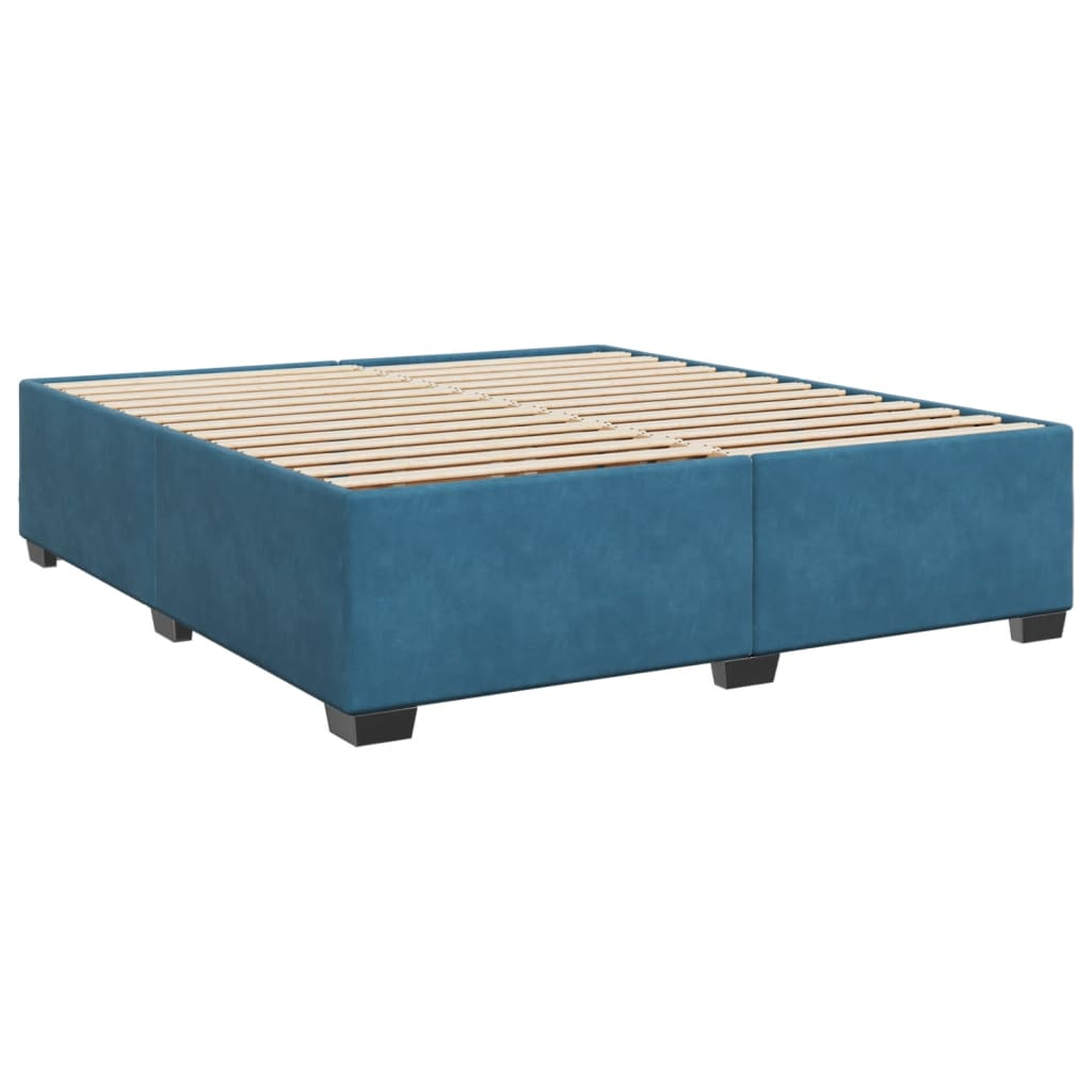 vidaXL Box Spring Bed with Mattress Blue 200x200 cm Velvet - Luxurious Comfort and Style - BEYRUN