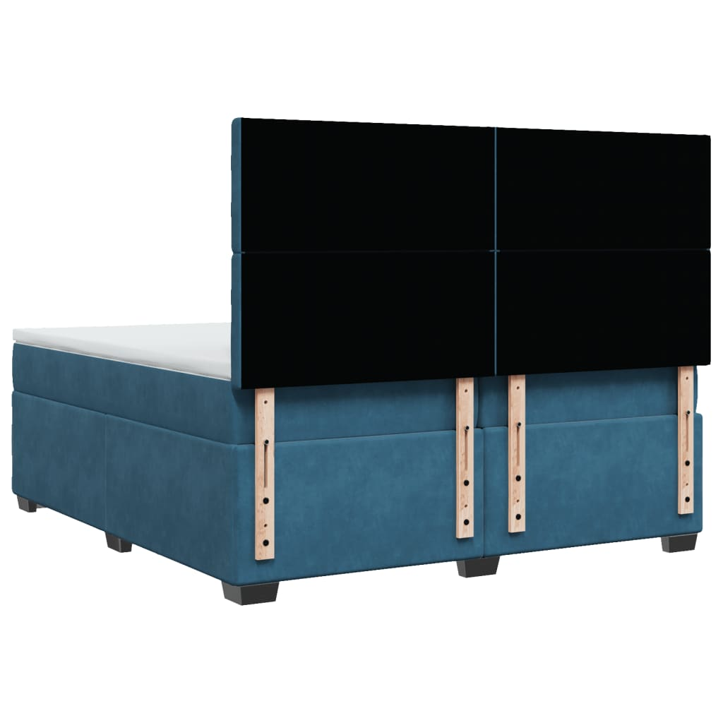 vidaXL Box Spring Bed with Mattress Blue 200x200 cm Velvet - Luxurious Comfort and Style - BEYRUN