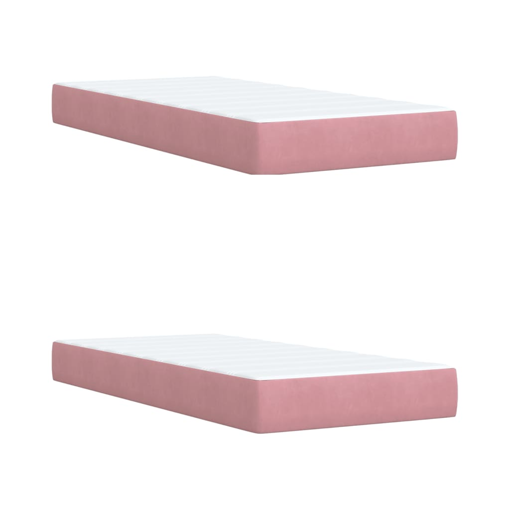 Luxurious vidaXL Box Spring Bed with Mattress Pink Velvet 200x200 cm for Ultimate Comfort - BEYRUN