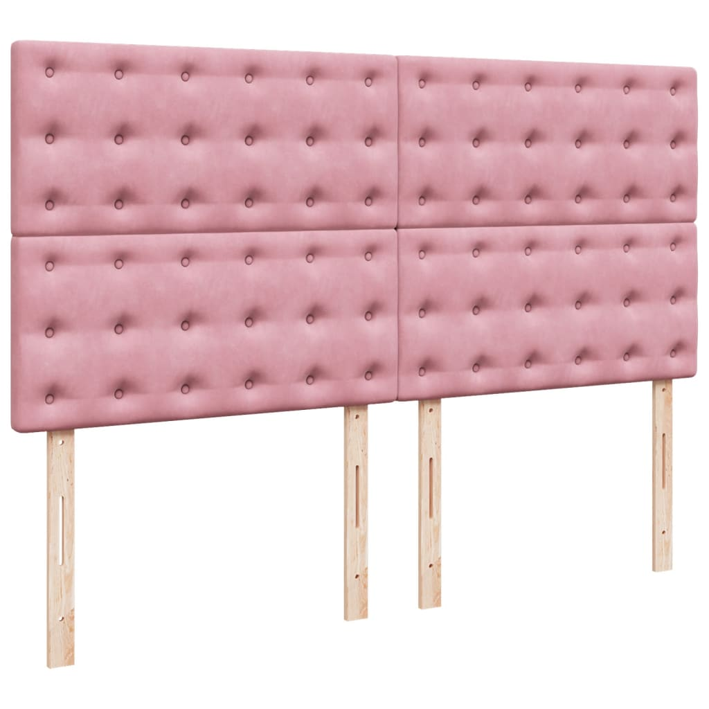 Luxurious vidaXL Box Spring Bed with Mattress Pink Velvet 200x200 cm for Ultimate Comfort - BEYRUN