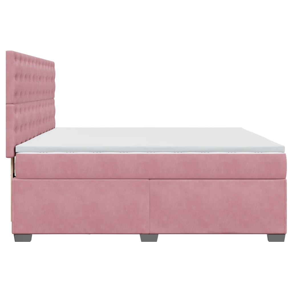 Luxurious vidaXL Box Spring Bed with Mattress Pink Velvet 200x200 cm for Ultimate Comfort - BEYRUN