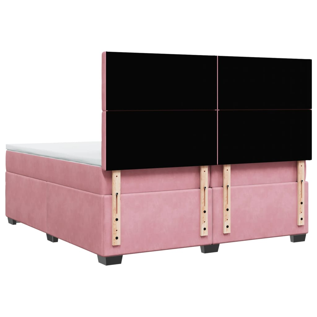 Luxurious vidaXL Box Spring Bed with Mattress Pink Velvet 200x200 cm for Ultimate Comfort - BEYRUN