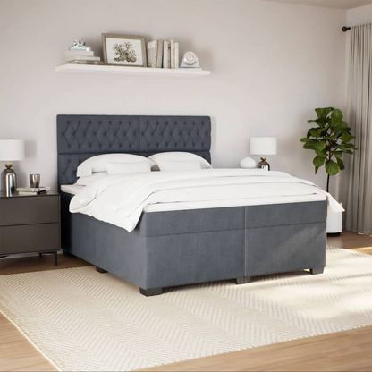 vidaXL Box Spring Bed with Mattress - Dark Grey Velvet, 200x200 cm | Ultimate Comfort & Style - BEYRUN