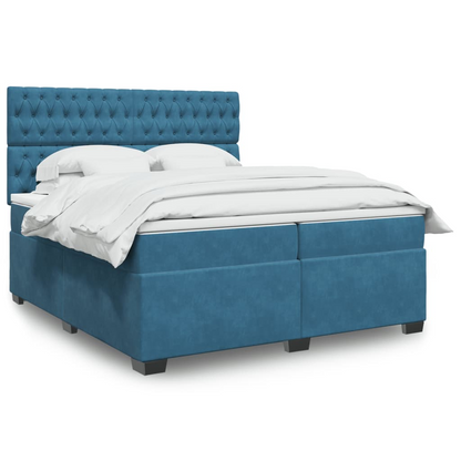 vidaXL Box Spring Bed with Mattress - Blue Velvet 200x200 cm | Luxurious Comfort & Stylish Design - BEYRUN