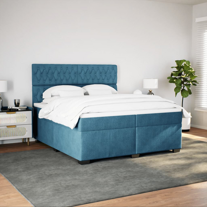 vidaXL Box Spring Bed with Mattress - Blue Velvet 200x200 cm | Luxurious Comfort & Stylish Design - BEYRUN