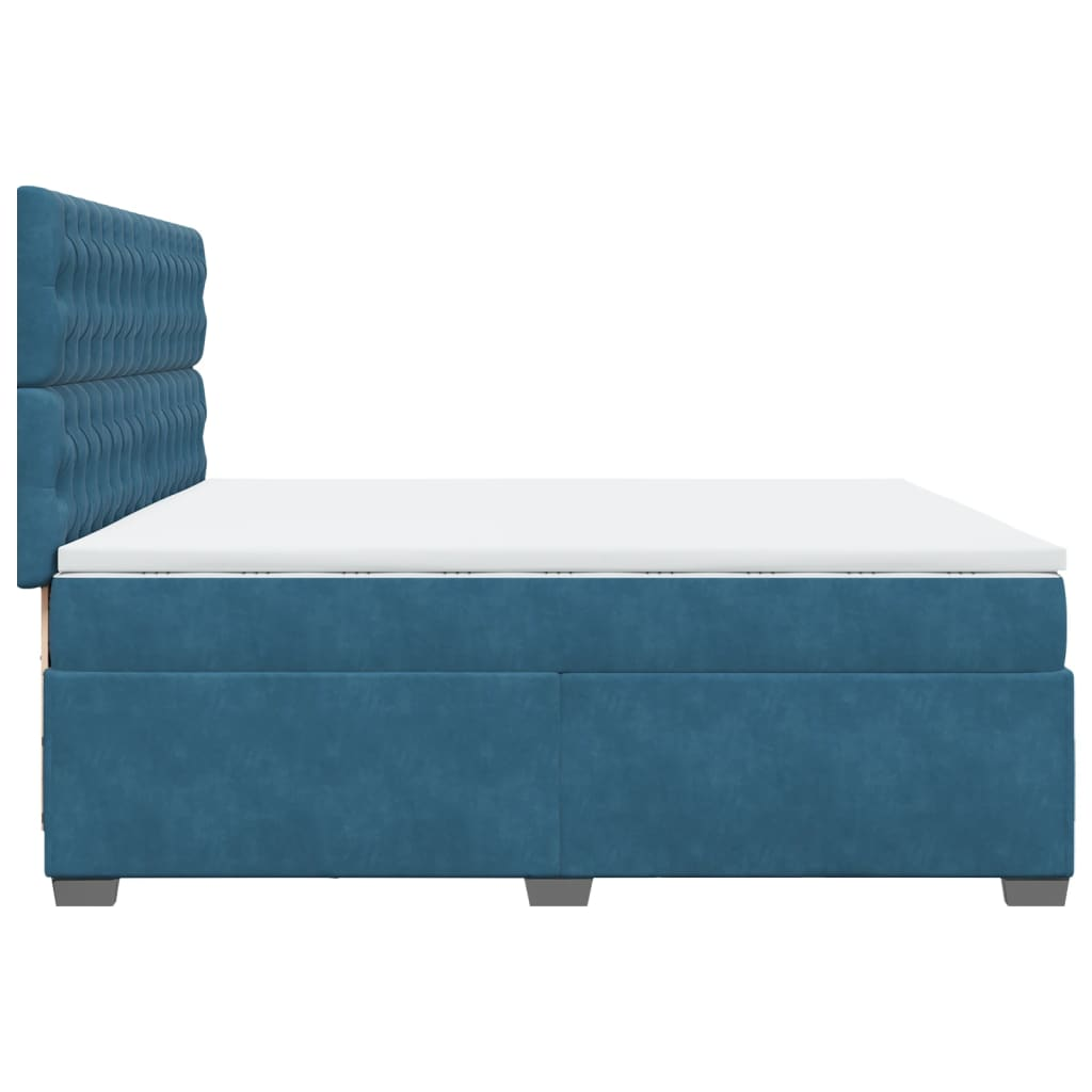 vidaXL Box Spring Bed with Mattress - Blue Velvet 200x200 cm | Luxurious Comfort & Stylish Design - BEYRUN