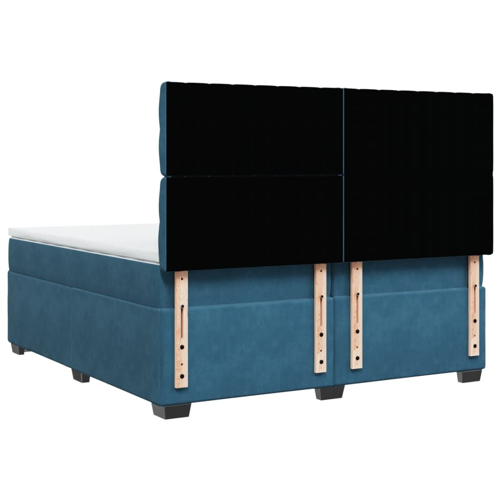 vidaXL Box Spring Bed with Mattress - Blue Velvet 200x200 cm | Luxurious Comfort & Stylish Design - BEYRUN