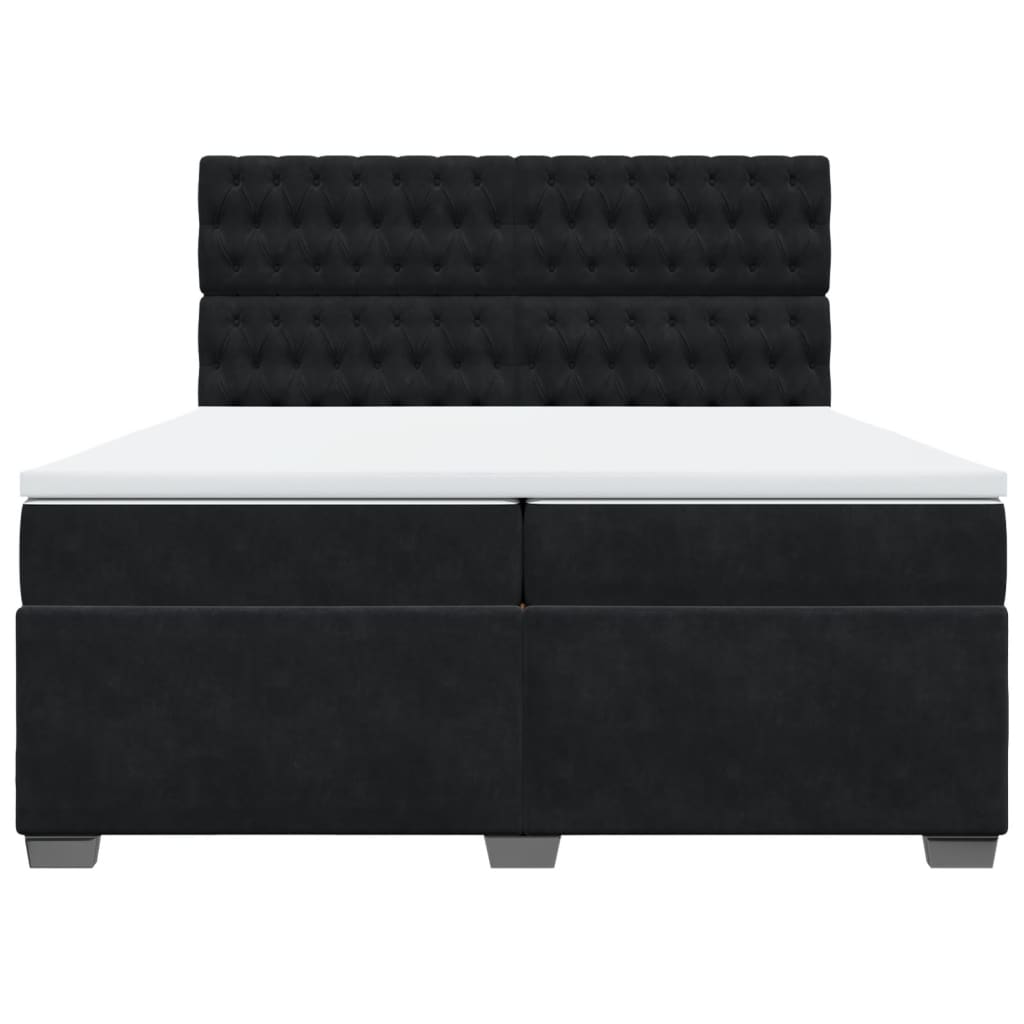 vidaXL Box Spring Bed with Black Velvet Mattress - 200x200 cm - BEYRUN