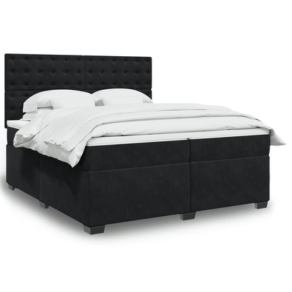 vidaXL Box Spring Bed with Mattress Black 200x200 cm Velvet - Luxury Sleep Experience - BEYRUN