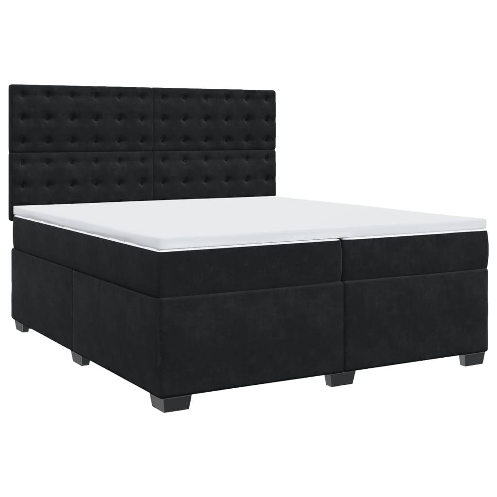 vidaXL Box Spring Bed with Mattress Black 200x200 cm Velvet - Luxury Sleep Experience - BEYRUN