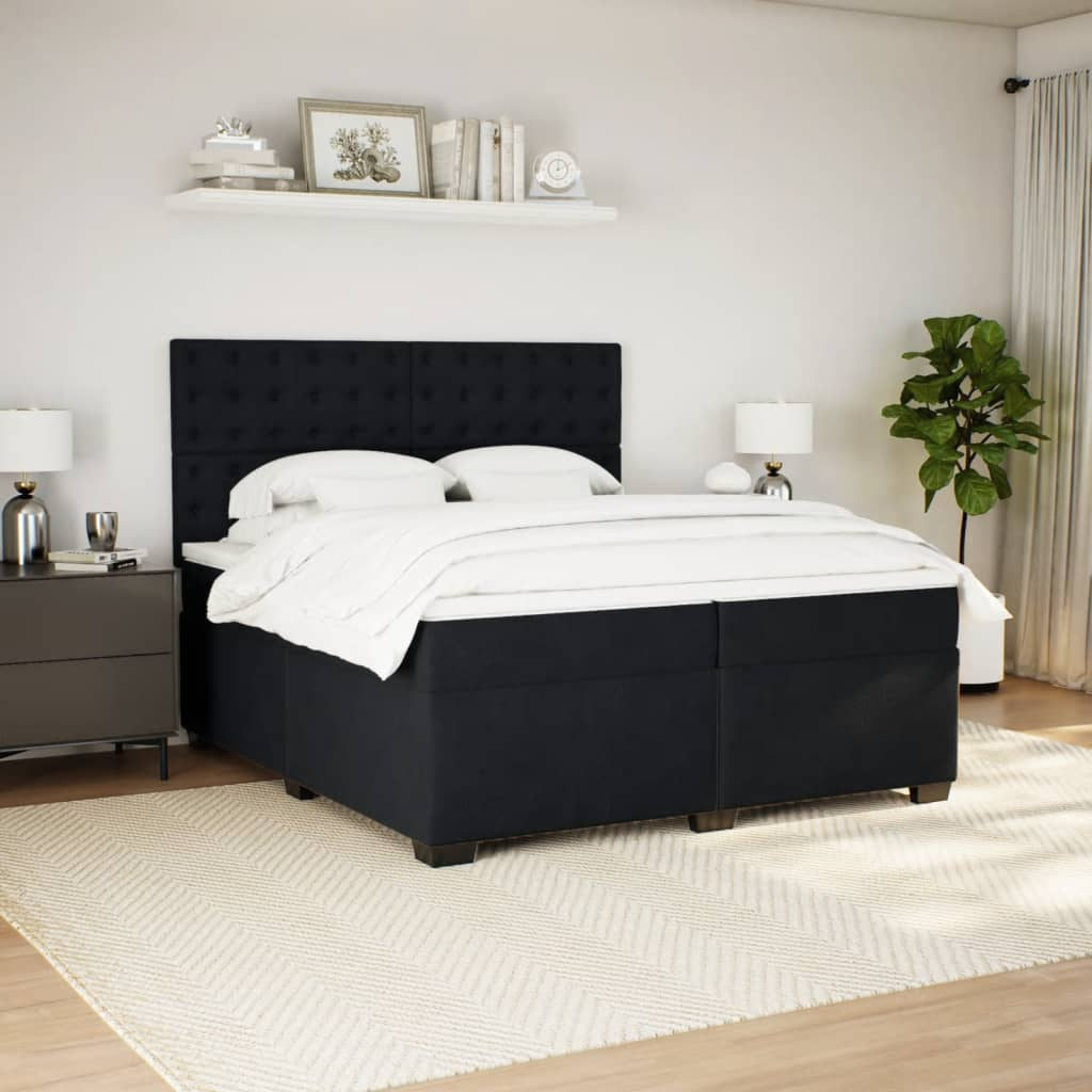 vidaXL Box Spring Bed with Mattress Black 200x200 cm Velvet - Luxury Sleep Experience - BEYRUN