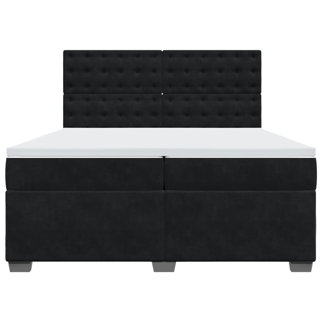 vidaXL Box Spring Bed with Mattress Black 200x200 cm Velvet - Luxury Sleep Experience - BEYRUN