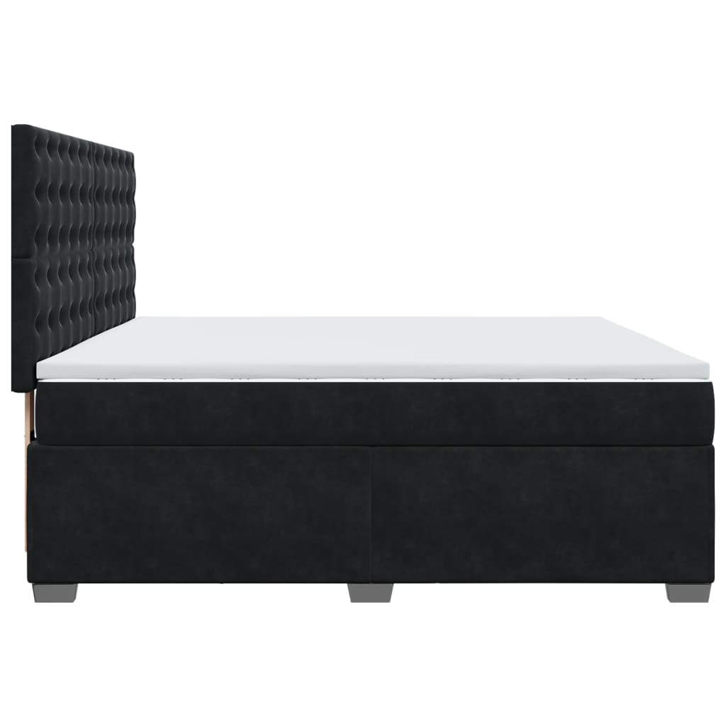 vidaXL Box Spring Bed with Mattress Black 200x200 cm Velvet - Luxury Sleep Experience - BEYRUN