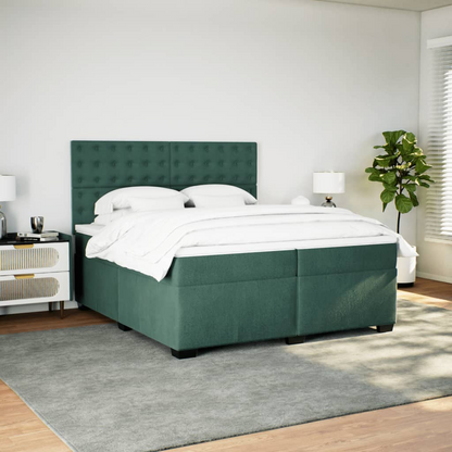 vidaXL Box Spring Bed with Mattress, Dark Green, 200x200 cm, Velvet - Luxurious Comfort & Support - BEYRUN