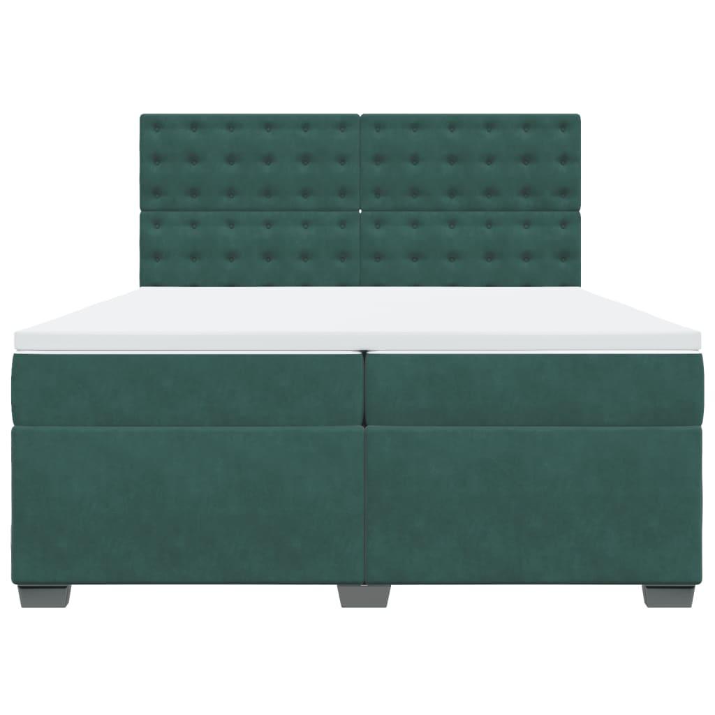 vidaXL Box Spring Bed with Mattress, Dark Green, 200x200 cm, Velvet - Luxurious Comfort & Support - BEYRUN