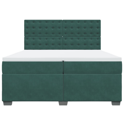 vidaXL Box Spring Bed with Mattress, Dark Green, 200x200 cm, Velvet - Luxurious Comfort & Support - BEYRUN