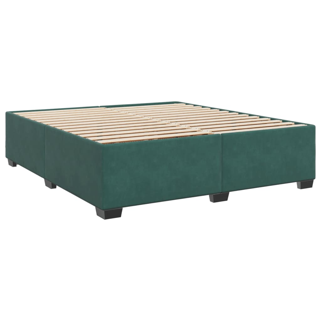 vidaXL Box Spring Bed with Mattress, Dark Green, 200x200 cm, Velvet - Luxurious Comfort & Support - BEYRUN