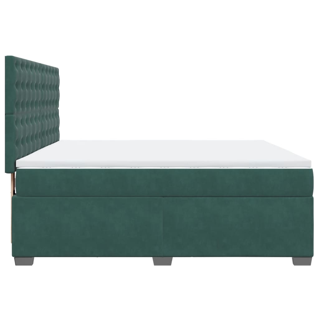 vidaXL Box Spring Bed with Mattress, Dark Green, 200x200 cm, Velvet - Luxurious Comfort & Support - BEYRUN