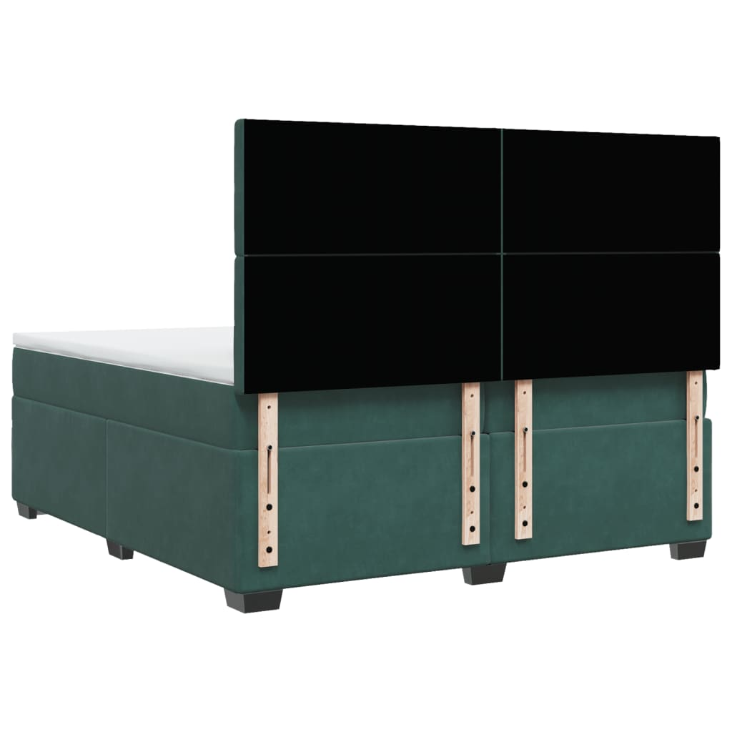 vidaXL Box Spring Bed with Mattress, Dark Green, 200x200 cm, Velvet - Luxurious Comfort & Support - BEYRUN