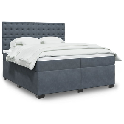 vidaXL Box Spring Bed with Mattress Dark Grey 200x200 cm Velvet | Ultimate Comfort & Style - BEYRUN