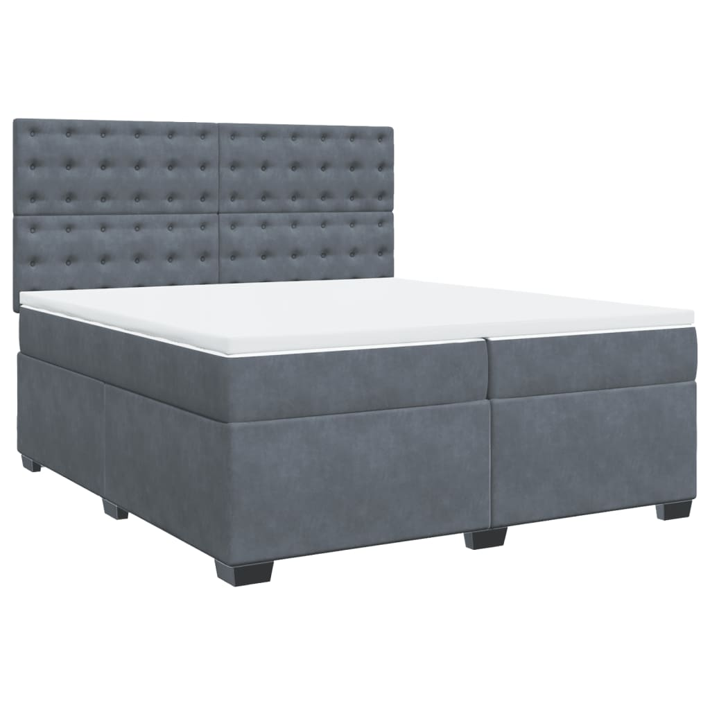 vidaXL Box Spring Bed with Mattress Dark Grey 200x200 cm Velvet | Ultimate Comfort & Style - BEYRUN