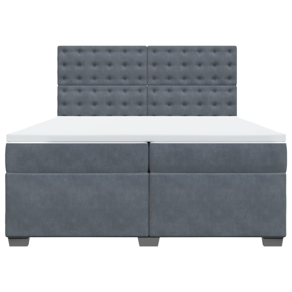 vidaXL Box Spring Bed with Mattress Dark Grey 200x200 cm Velvet | Ultimate Comfort & Style - BEYRUN