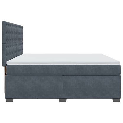 vidaXL Box Spring Bed with Mattress Dark Grey 200x200 cm Velvet | Ultimate Comfort & Style - BEYRUN