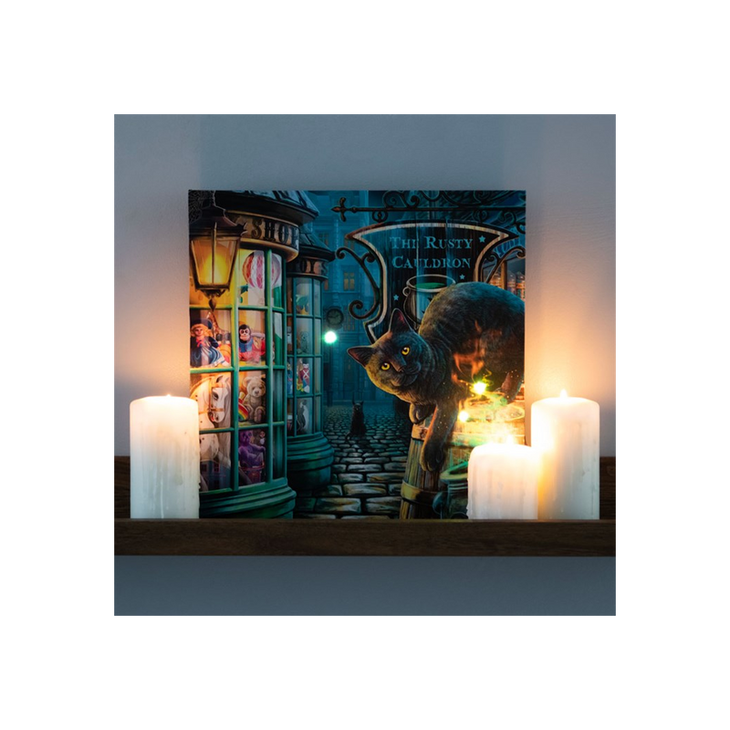 The Rusty Cauldron Light Up Canvas Plaque by Lisa Parker – Enchant Your Space - BEYRUN