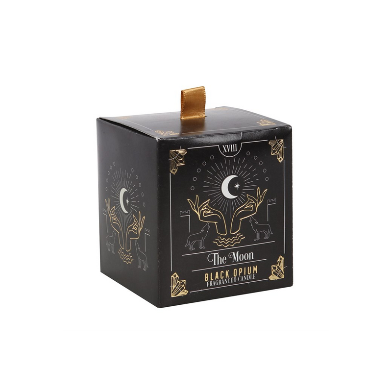 The Moon Black Opium Tarot Candle - Luxurious Mystical Scented Candle with 25-Hour Burn Time - BEYRUN