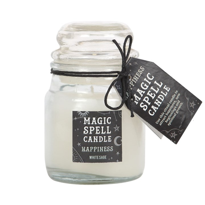 White Sage 'Happiness' Spell Candle Jar – Scented for Balance & Positivity | Calming Aromatherapy - BEYRUN