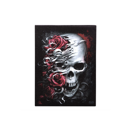 19x25cm Skulls n Roses Canvas Plaque by Spiral Direct - BEYRUN