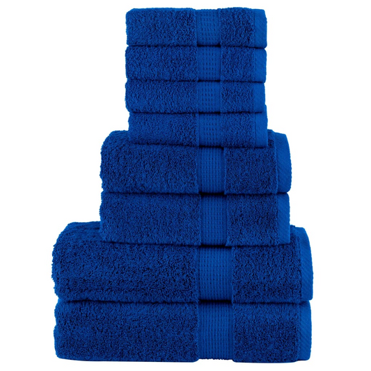 vidaXL 8 Piece Premium Towel Set in SOLUND Blue - Ultra Soft, Absorbent, 600 GSM, 100% Cotton, OEKO-TEX Certified - BEYRUN