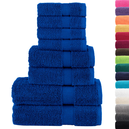 vidaXL 8 Piece Premium Towel Set in SOLUND Blue - Ultra Soft, Absorbent, 600 GSM, 100% Cotton, OEKO-TEX Certified - BEYRUN