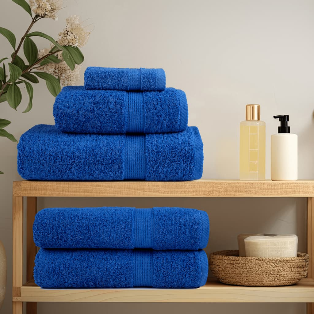 vidaXL 8 Piece Premium Towel Set in SOLUND Blue - Ultra Soft, Absorbent, 600 GSM, 100% Cotton, OEKO-TEX Certified - BEYRUN