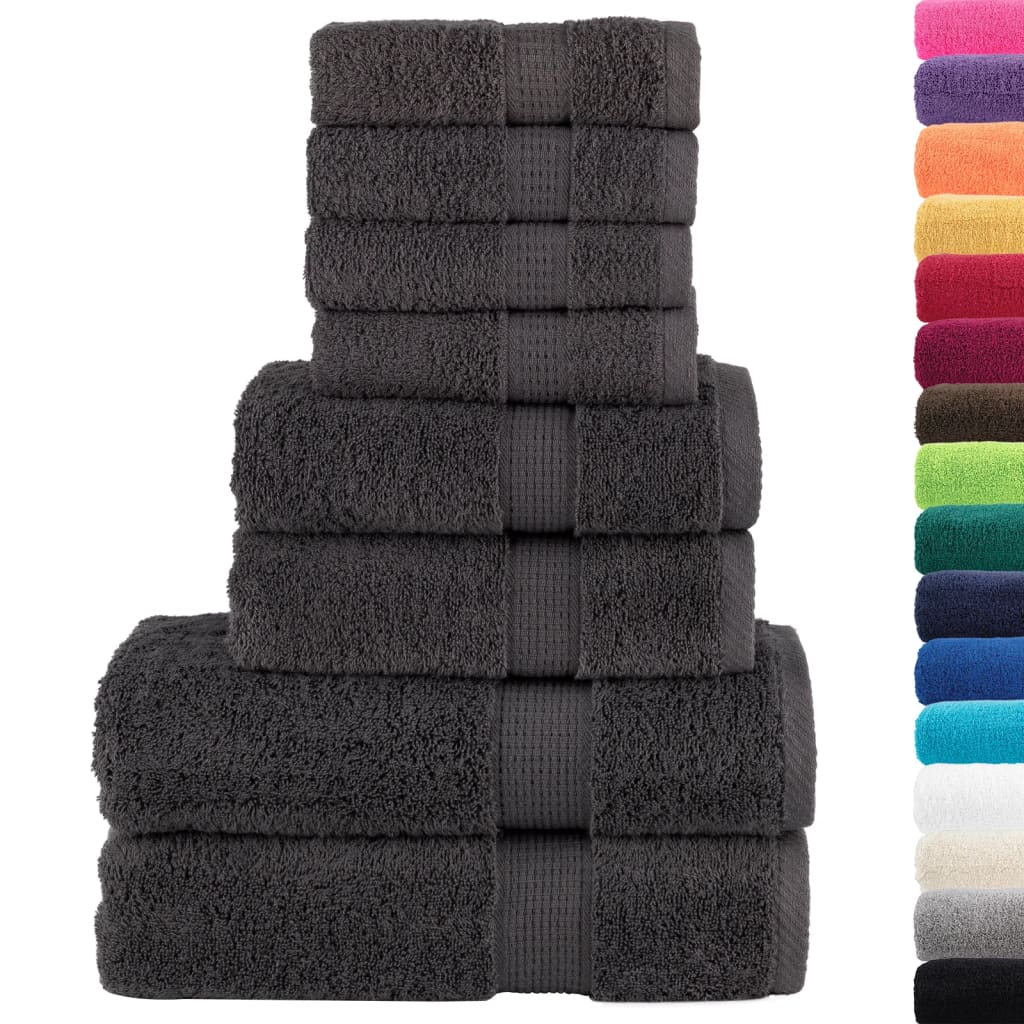 vidaXL 8 Piece Premium Towel Set SOLUND Anthracite 600 gsm - Ultra-Soft & Highly Absorbent, OEKO-TEX Certified - BEYRUN