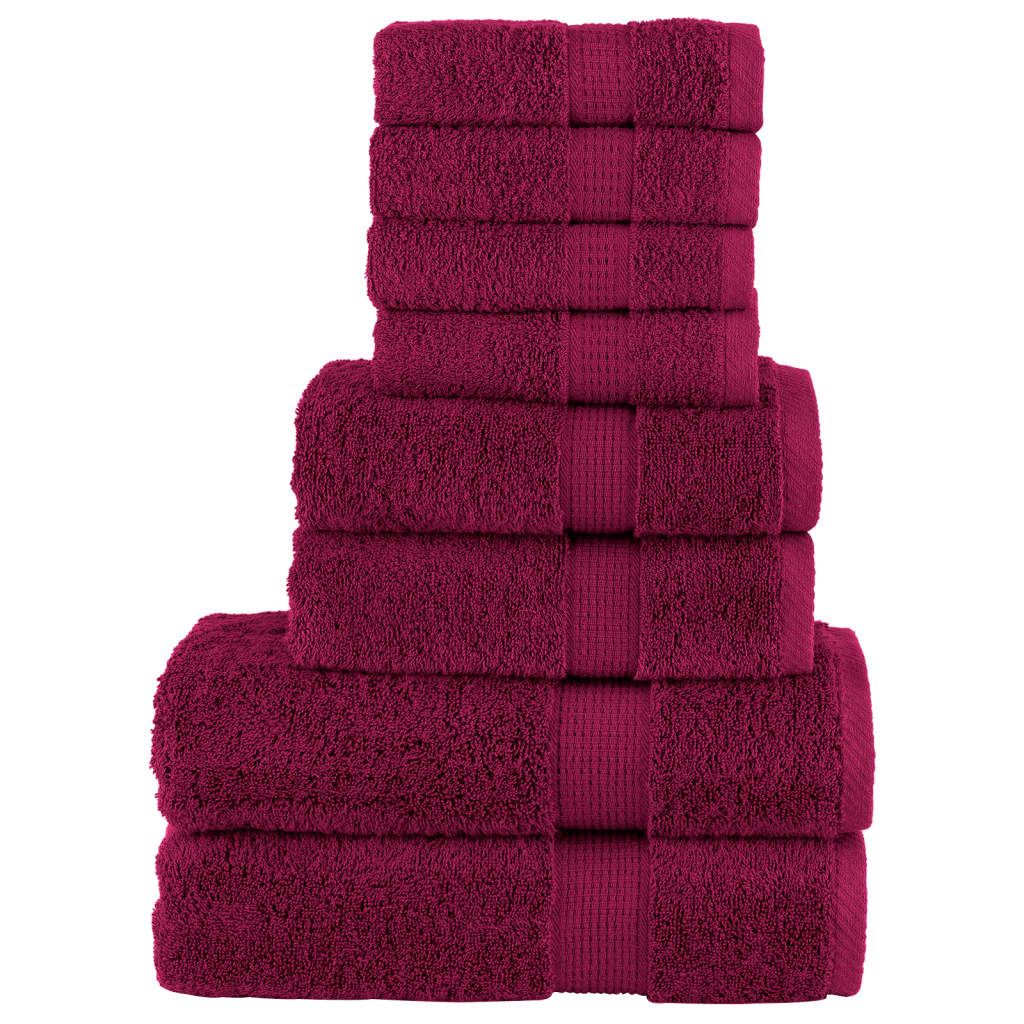 vidaXL 8 Piece Premium Towel Set SOLUND Bordeaux 600 GSM – Luxuriously Soft & Highly Absorbent Towels for Home and Spa - BEYRUN