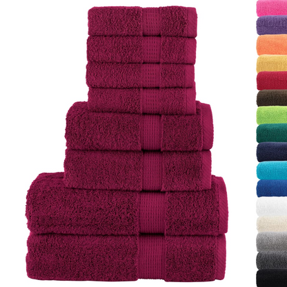 vidaXL 8 Piece Premium Towel Set SOLUND Bordeaux 600 GSM – Luxuriously Soft & Highly Absorbent Towels for Home and Spa - BEYRUN