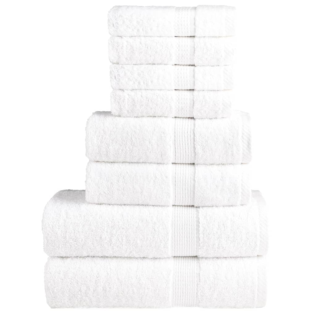 vidaXL 8 Piece Premium Towel Set SOLUND White 600 gsm - Ultra Soft, Highly Absorbent, Durable Towels for Home & Spa Use - BEYRUN