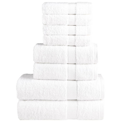 vidaXL 8 Piece Premium Towel Set SOLUND White 600 gsm - Ultra Soft, Highly Absorbent, Durable Towels for Home & Spa Use - BEYRUN