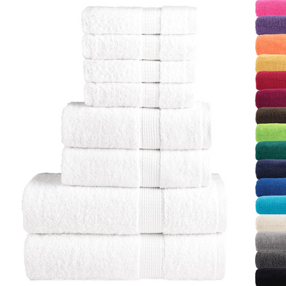 vidaXL 8 Piece Premium Towel Set SOLUND White 600 gsm - Ultra Soft, Highly Absorbent, Durable Towels for Home & Spa Use - BEYRUN