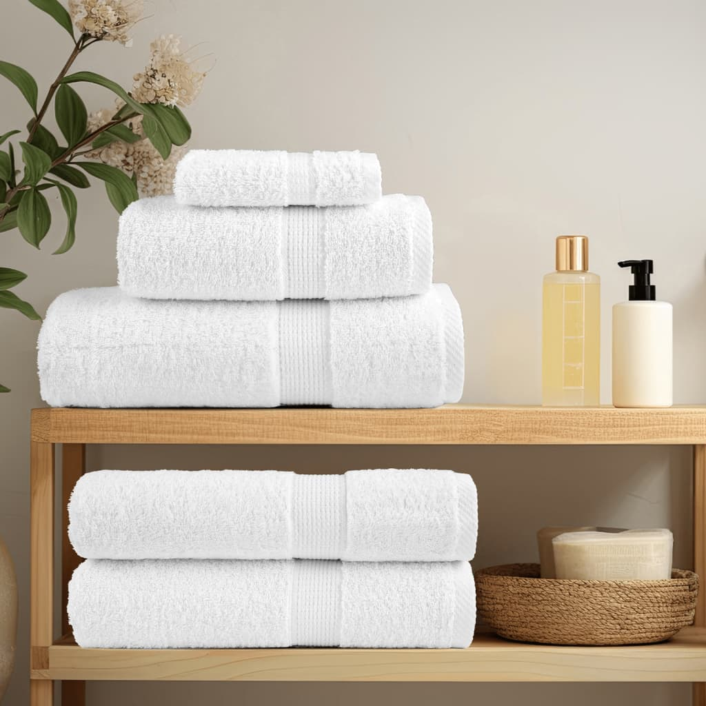 vidaXL 8 Piece Premium Towel Set SOLUND White 600 gsm - Ultra Soft, Highly Absorbent, Durable Towels for Home & Spa Use - BEYRUN