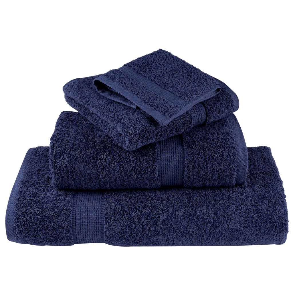 vidaXL 8 Piece Premium Navy Blue Towel Set SOLUND 600 GSM – Luxurious & Absorbent Cotton Towels - BEYRUN