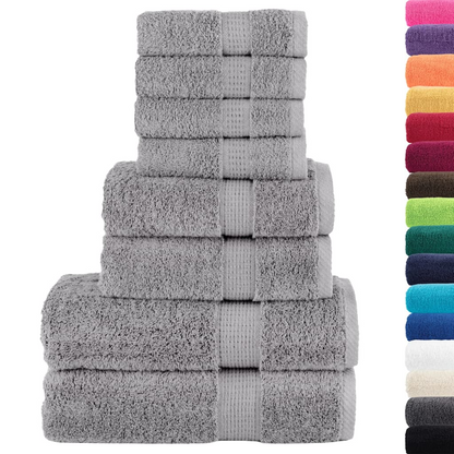 Luxurious vidaXL 8 Piece Premium Towel Set SOLUND Grey 600 gsm - Ultra-Soft, Highly Absorbent, OEKO-TEX Certified Cotton Towels - BEYRUN