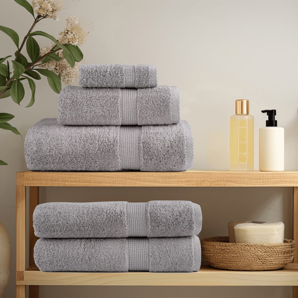 Luxurious vidaXL 8 Piece Premium Towel Set SOLUND Grey 600 gsm - Ultra-Soft, Highly Absorbent, OEKO-TEX Certified Cotton Towels - BEYRUN