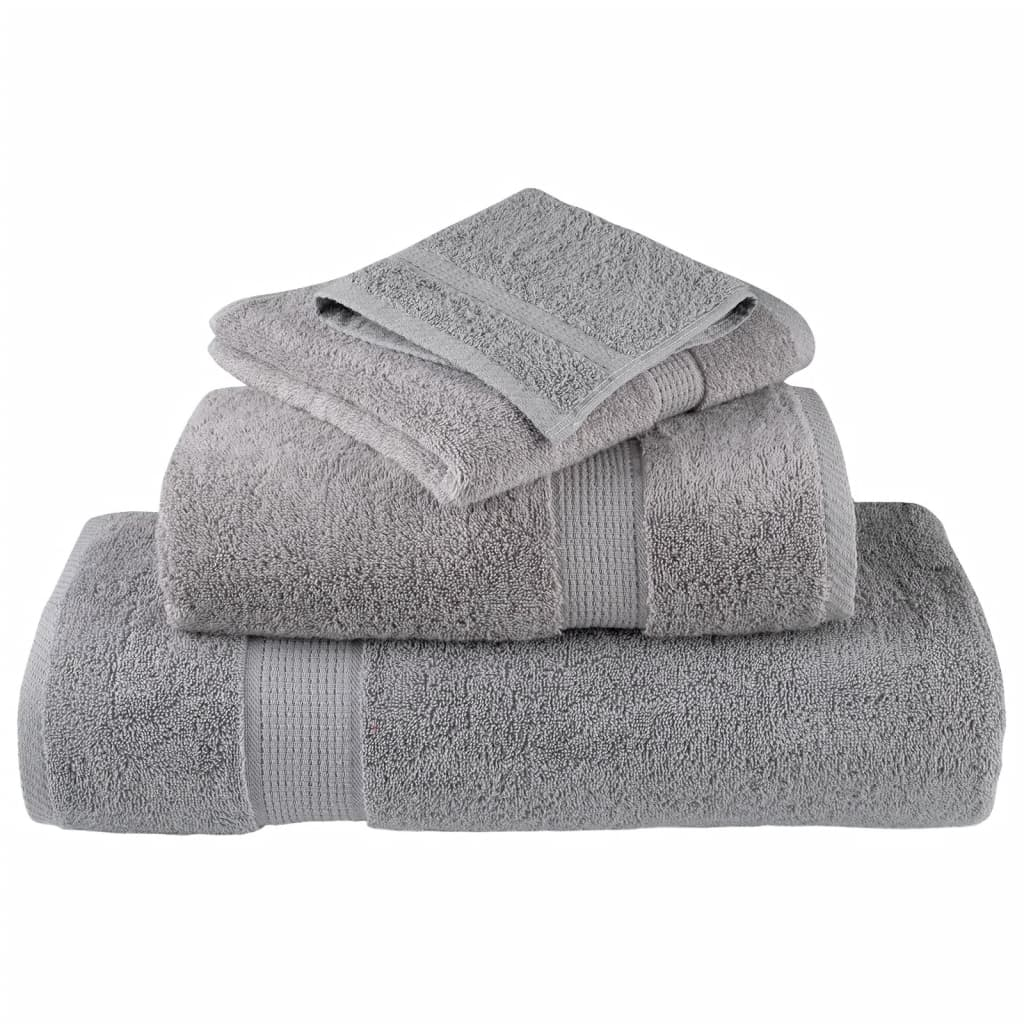 Luxurious vidaXL 8 Piece Premium Towel Set SOLUND Grey 600 gsm - Ultra-Soft, Highly Absorbent, OEKO-TEX Certified Cotton Towels - BEYRUN