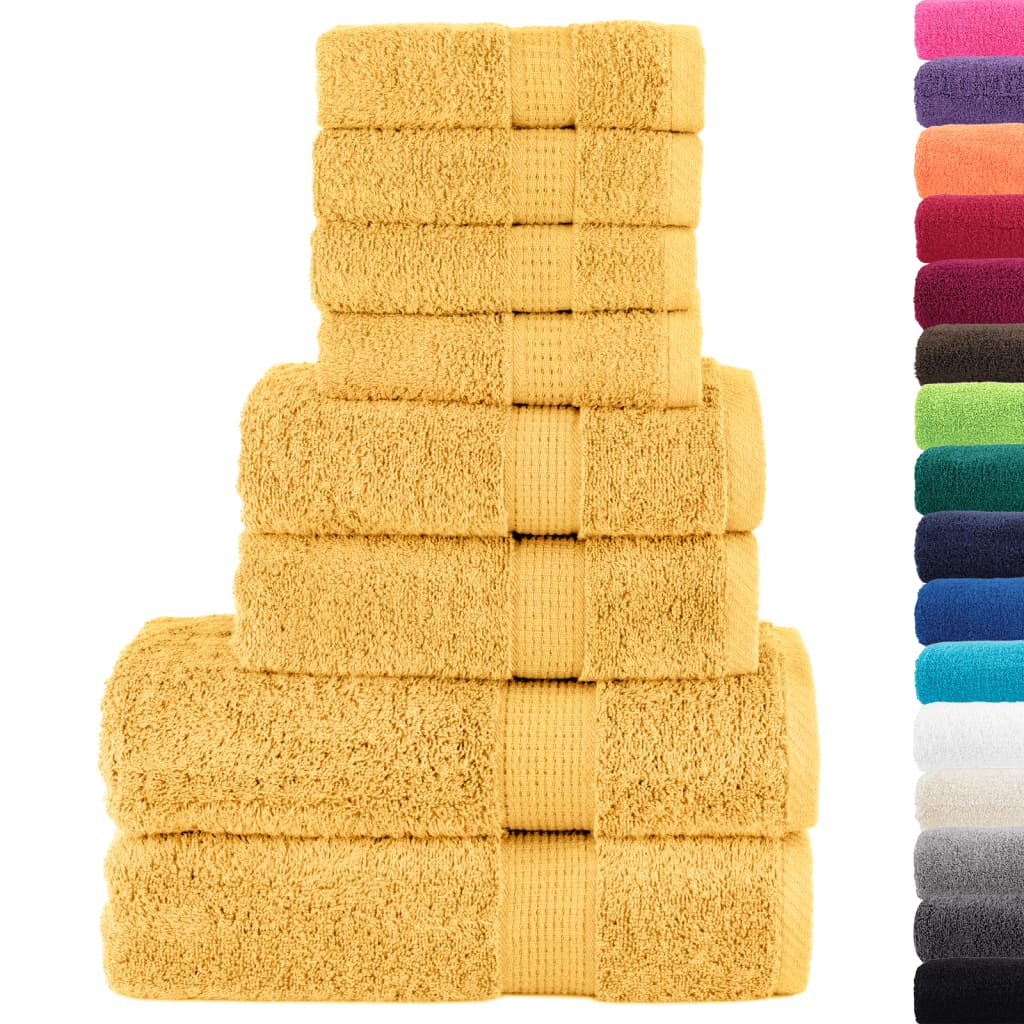 vidaXL 8 Piece Premium Towel Set SOLUND Gold - Luxurious 600 gsm Cotton Towels, OEKO-TEX® Certified, Ultra-Soft & Absorbent - BEYRUN