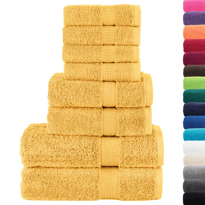 vidaXL 8 Piece Premium Towel Set SOLUND Gold - Luxurious 600 gsm Cotton Towels, OEKO-TEX® Certified, Ultra-Soft & Absorbent - BEYRUN