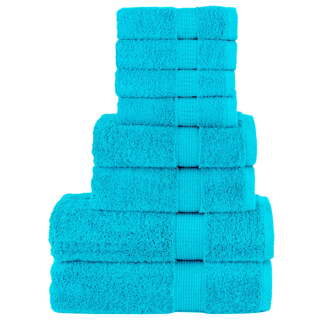 vidaXL 8 Piece Premium Towel Set SOLUND - Ultra-Soft & Highly Absorbent 600 gsm Cotton - Turquoise - BEYRUN